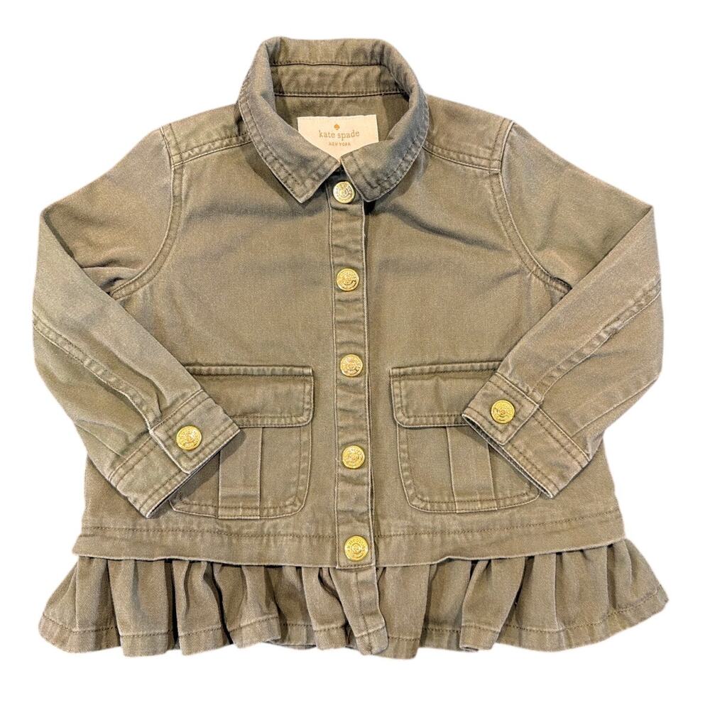 Kate Spade Toddler Girl Peplum Utility Jacket, Green, Toddler Girl 24 Months
